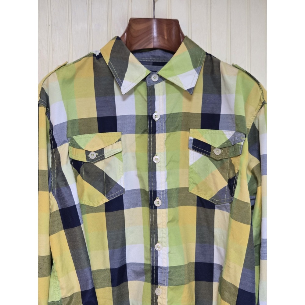 Akademiks Shirt Mens XL Multicolor Plaid Long Sleeve Button Front Casual